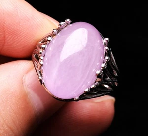 Anillo ajustable de piedras preciosas de cristal de kuncita púrpura natural genuino de 17,6*13,5 mm AAAA - Imagen 1 de 6