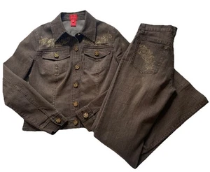 V Christina Vintage Y2K Studded Charcoal Denim Jacket and Pant Outfit set SZ S/4 - Bild 1 von 12