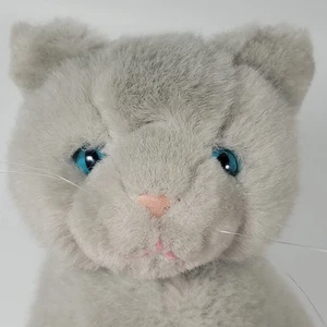 The Summit Collection Gray Cat 9" Plush Sitting Blue Eyes Whiskers VTG 1988 - Picture 1 of 9