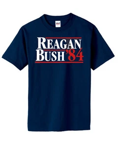 Maglietta Reagan Bush '84 RETRO Navy VINTAGE Elezione REPUBBLICANA S-5XL - Foto 1 di 1