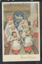 Cartolina Buona Pasqua Bambini Bambine Chierichetti ZB229