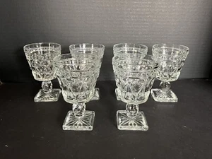 Set of 6 VTG MCM Indiana Glass Colony Park Lane 4-1/2” Clear WINE Glasses MINT - Picture 1 of 7
