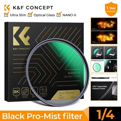 K&F Concept Black-Mist Filter 1/4 Special Effects Filter Diffusion 49/67/72/77mm - Image 1 of 4