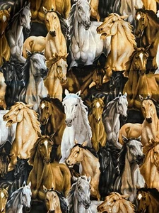 Wild Horses David Textiles 2006 Cotton Fabric Scraps 2 Pieces - Picture 1 of 6