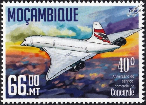 British Airways CONCORDE Supersonic Airliner Aircraft Stamp #2 (2016 Mozambique) Cover