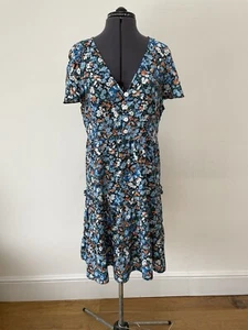 Copperose Blue Floral Print Dress - Short Sleeves - Size L - Picture 1 of 9