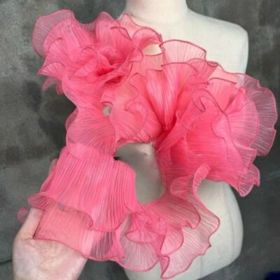 1/3/5yards Organza Ruffled Fabric Double Layered Pleated Lace Trim Sewing Craft - Image 1 of 4