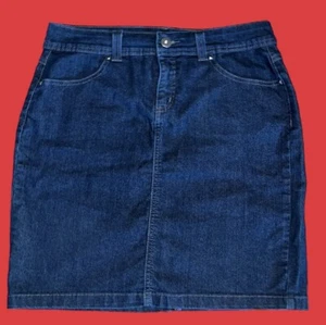 Relativity Straight Above Knee Length Skirt Womens SZ 8 Blue Jean Denim Pockets - Picture 1 of 7