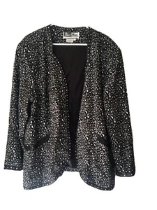 BEN MARC Women's 22 (2X) Suit Jacket BLAZER leopard black dressy Rhinestone EUC - Picture 1 of 6