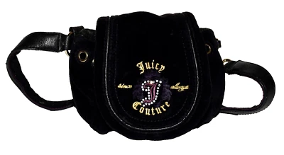 Juicy Couture Black Velour Rhinestone Embroidered Letter J Crossbody Bag - Image 1 of 4
