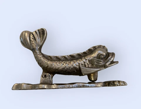 Vintage Solid Fish Door Knocker Silvertone Heavy Pewter? Nautical READ Cover