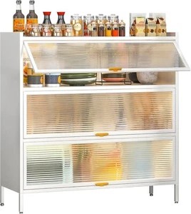 3 Tier Pantry Storage Cabinet Bakers Rack with Storage Cabinet,Kitchen Sideboard - Picture 1 of 7
