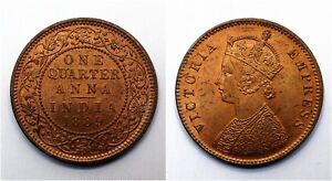 1889 India - British ¼ Quarter Anna - Victoria - UNC - Lot 83