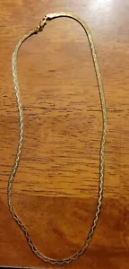 Gold Plated Textured Herringbone Chain Necklace 20" 10.2 Grams 3.5 mm - Picture 1 of 3