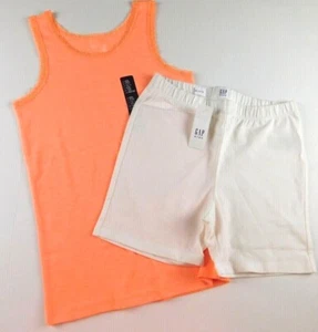 GAP Girl Tank Top & Shorts Orange White SIZE XXL/13 Cotton Polyester Span NEW - Picture 1 of 2