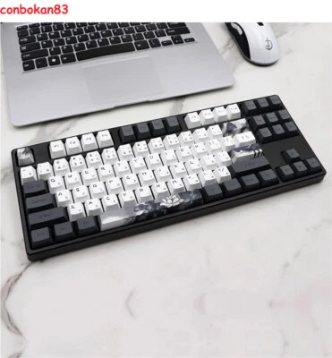 Black & White Ink Lotus Flower Theme Custom OEM Keycap Mechanical Keyboard Suit - Image 1 of 4