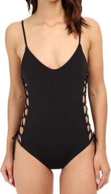 Mara Hoffman Women's Standard Side Tie One Piece Swimsuit Black Size XS - Image 1 of 2