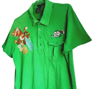 Polo Custo Barcelona ricamata NY Strength verde tigre isole surf taglia 4 - Foto 1 di 11