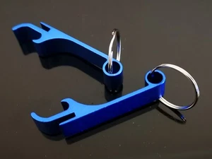 2x Bottle Opener Keychain Aluminum Beer Bottle Openers Keyring Tool Blue - Picture 1 of 5