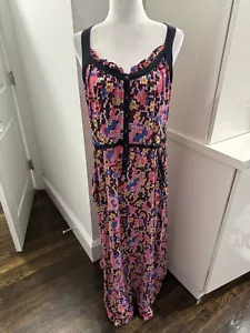 Rare Nanette Lepore dress Multi Color maxi Button sleeveless v-neck Pockets L - Picture 1 of 7
