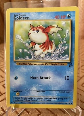 Original Near Mint WOTC 2000 GOLDEEN Base Set 2 Pokémon #76 Wizards PSA Ready 9 - Image 1 of 2