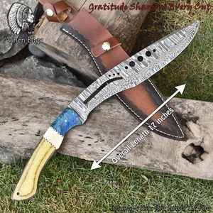 Ashen Edge Hot Item Kukri Knife Twist Damascus Bone and Wood Hunting - Picture 1 of 10