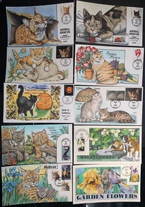 Gorgeous collection of 10  Diff CAT CACHETS Collins FDC hand painted  Perfect!!! - Picture 1 of 1
