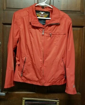 Chaqueta Harley Davidson naranja quemado de nailon con cremallera completa para mujer talla LW 97067-02VW Foto 1 de 4