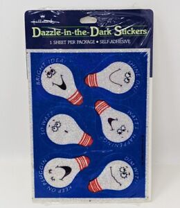 Hallmark Stickers Dazzle In The Dark Vtg 80s Lightbulb New Old Stock Sealed Glow