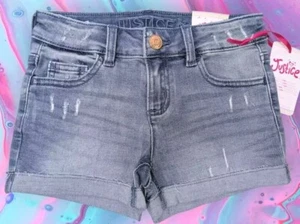 Girls Youth JUSTICE Distressed Classic Short Sz (10 Slim) Denim Medium Wash NWT - Picture 1 of 8