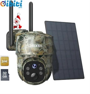 iZEEKER 4G LTE Fototrappola Solare, Fotocamera Caccia PTZ 2K con Scheda SD & SIM - Foto 1 di 12