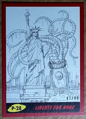 2017 Mars Attack's The Revenge  Red Card P-28 LIBERTY FOR NONE. - Image 1 of 3