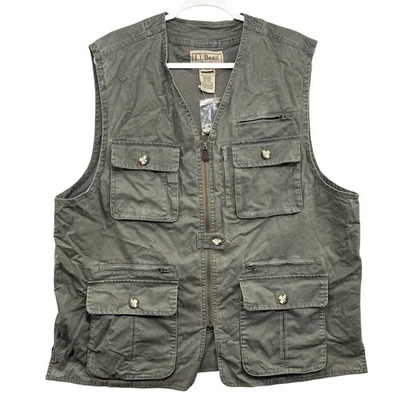 LL Bean Vest Mens 2XL Green Multi Pocket Utility Outdoors Fishing Hiking 261497 - Image 1 of 4