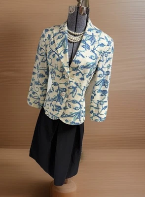 Lafayette 148 NY Max Mara Falda Traje Talla 6 Conjunto de Dos Piezas Algodón Seda Bolsillos Foto 1 de 4