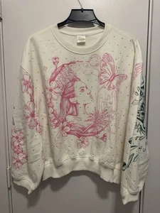 Neu mit Etikett Wicked x Katie Kime Glinda & Elphaba Glitzer Grafik Pullover L Sweatshirt - Bild 1 von 8