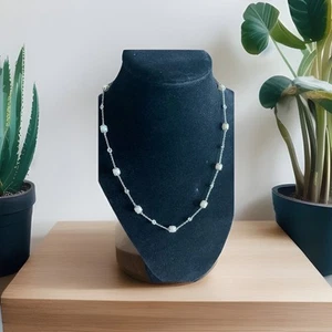 NEW Nadri Pearl  & Crystal Silver Tone Collar Necklace-NWT W/Fabric Gift Pouch - Picture 1 of 4