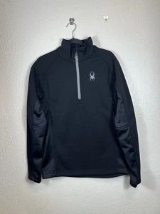 Spyder Men 1/4-Zip Outbound Stryke Sweater Black Size Medium - Picture 1 of 9