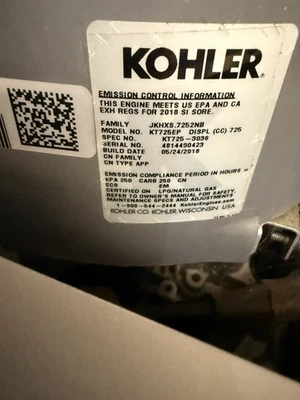 Kohler KT725EP Generator (Natural Gas / LPG) – Used Engine/Generator Core with c - Image 1 of 4