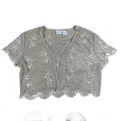 Cárdigan Mujer Beige Encaje Floral Bordado Vintage Foto 1 de 2