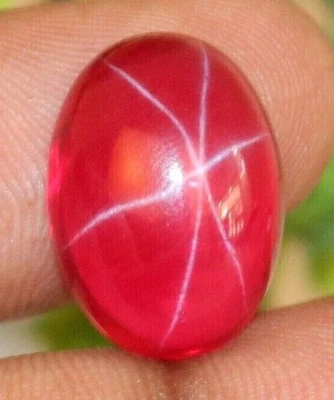9.00 Cts. Natural Star Red Ruby 6 Rays Oval Cabochon Shape Certified Gemstone - Image 1 of 4