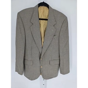 Priatti Men's Tan & Black Houndstooth Notch-Collar Two-Button Blazer Size 44 - Picture 1 of 4