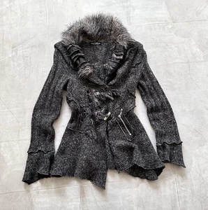 Gothic Japan Punk Faux Fur Sweater Cardigan If Six Was Nine LGB Zone Bleue Vibe - Picture 1 of 12