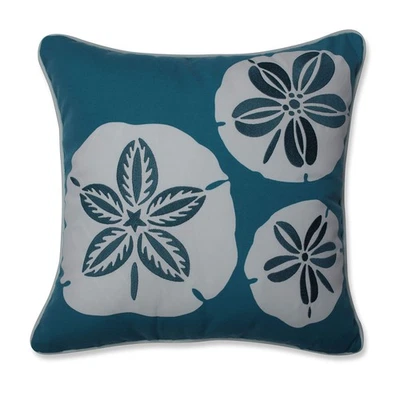 Outdoor Indoor Sand Dollars Throw Pillow 16.5"x16.5" Green Coastal Cushion - Image 1 of 4