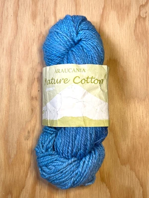 🧶🦋 YARN Araucania NATURE COTTON #24 BLUE Artisan BULKY Made in Chile RARE - Image 1 of 4