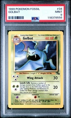 1999 POKEMON FOSSIL 34 GOLBAT PSA 9 MINT - Image 1 of 2