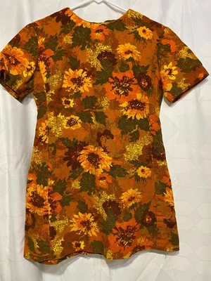 Handmade vintage 1960s fall colors girls tunic mini dress sz 10/12 - Image 1 of 4