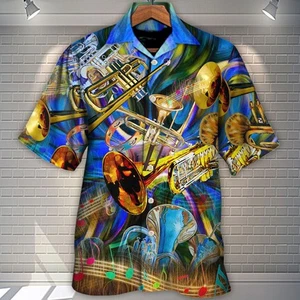 Trumpet Music When Words Fail Trumpet Speaks Every Day Hawaiian Shirt - Picture 1 of 2