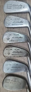 6 Pcs Antique Vintage Spalding Symetric Hickory Wood Shaft Golf Clubs All Lofts - Picture 1 of 13