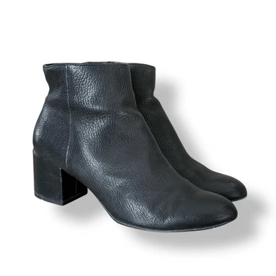 Botas de tornozelo Banana Republic couro com zíper preto clássico feminino tamanho 7.5 - Imagem 1 de 4