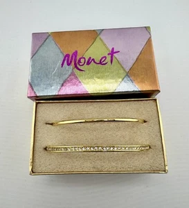 Monet Goldfarben Stapel Armreif Set Armbänder Neu Verpackt Geschenk - Bild 1 von 8
